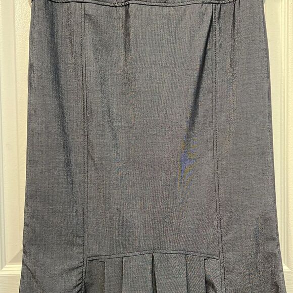 Mango Blue/Grey High Rise Mermaid Style Pleated‎ Back Maxi Skirt Size 4 - Picture 8 of 16